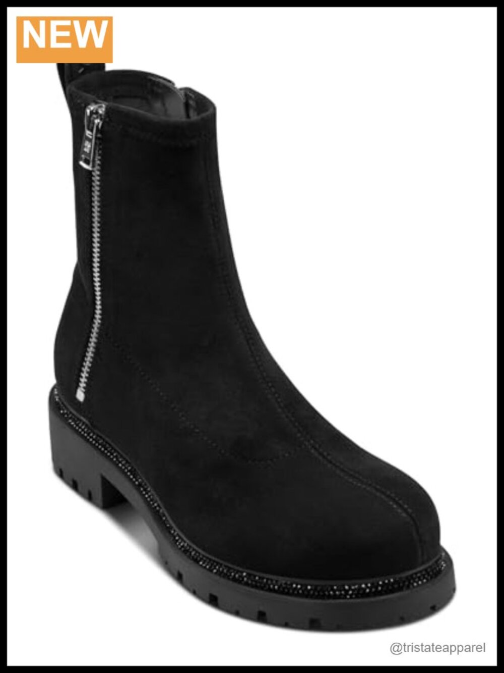 Women's Chelsea Boots - Leather Square Toe Ankle Zip Closure